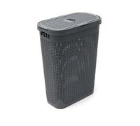 Addis Faux Rattan Slim 40-Litre Laundry Hamper Charcoal Grey