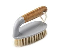 Addis Floor and Tile Scrub Brush Iron Style with Natural Bamboo Handle, Grey & Natural, Grey/Wood, 13 x 5 x 6.5 cm 517671