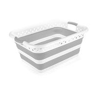 Addis Foldable space saving rectangular collapsible family Laundry Basket, 45 litre White & Grey