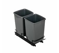 Addis In-Cupboard kitchen pull out recycling twin bin system, 20 litre, Grey