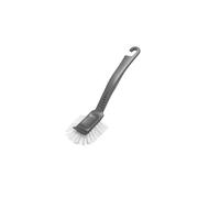 Addis Jumbo Washing Up Dish Brush - Metallic Silver (510308) with Built-in Scraper, Long Handle & Stiff Nylon Bristles