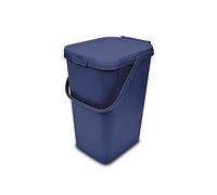 Addis Kitchen Recycling & General Storage bin 18 litres Stackable Food Waste Organiser Caddy with Clip lock lid & carrying Handle, Made from Recycled Plastic Blue