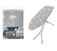 Addis Large Perfect Fit 100% Cotton Ironing Board Cover Pink/Grey Flamingo Desig