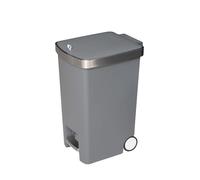 Addis MODE 35 Litre Soft Close Pedal Kitchen Bin with Easy Move Wheels - Modern Space Saving Slim Waste Bin Design with stay open Lid, Grey