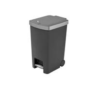 Addis MODE 35 Litre Soft Close Pedal Kitchen Bin with Easy Move Wheels - Modern Space Saving Slim Waste Bin Design with stay open Lid, Black