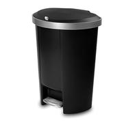 Addis Mode 50 Litre Kitchen Pedal Bin - Semi-Round Design with Soft-Close or Stay-Open Lid - Large Family Waste Bin - Black