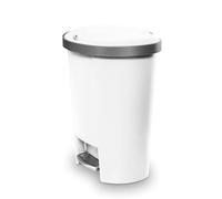 Addis Mode 50 Litre Kitchen Pedal Bin - Semi-Round Design with Soft-Close or Stay-Open Lid - Large Family Waste Bin - White