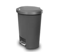 Addis Mode 50 Litre Kitchen Pedal Bin - Semi-Round Design with Soft-Close or Stay-Open Lid - Large Family Waste Bin - Grey