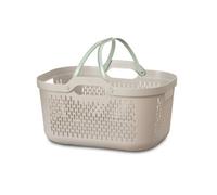 Addis Mushroom & Sage Textured Plastic Large Laundry Basket, 45L