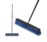 Outdoor Broom & Patio Brush by Addis - Extra Wide 60cm (23.6") Angled Head with Stiff Bristles Deck Driveway Garden & Yard Sweeping Brush Push Broom for Concrete Tile Wooden Floors, Blue Black