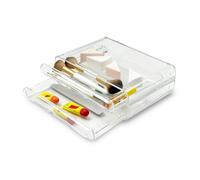 Addis Oval Style 2 Pull Out Drawer Clear Acrylic Stationary Cosmetic Storage Organiser Box, Clear Acrylic