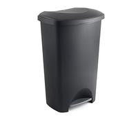 Addis Plastic Family Kitchen Utility Bin, 50 Litre, New Black with Silver Pedal