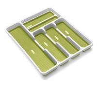 Addis Premium Anti-Slip Soft Base Drawer Cutlery Organiser Tray, 6 Compartment, White & Green, White Green, 6 sections 517612