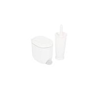 Addis Premium Bathroom Set - 3.5 L Pedal Bin & Closed Toilet Brush, White/Grey - Hygienic, Compact, Matching Design