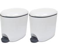 Addis Premium Deluxe Bathroom Office Pedal Bin with Inner, 3.5 Litre, Light Grey & Charcoal Grey (Pack of 2)