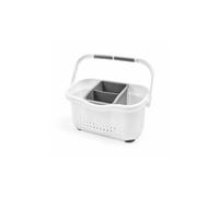 Addis Premium Sink Cutlery Draining Storage Caddy, White/Grey, 12 x 24 x 20.5 cm