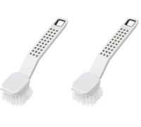 Addis Premium Soft Grip Washing Up Dish Brush With Scraper in White and Grey (Pack of 2)