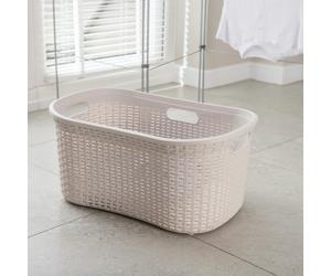 Addis Rattan 40L Cream Laundry Basket