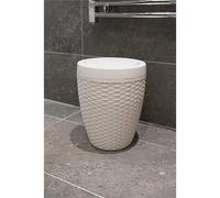 ADDIS RATTAN BATH WASTE BIN WITH SWING LID (ROUND) - BEIGE