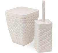Addis Rattan Bin and Brush Set Calico