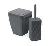 Addis Rattan Bin and Brush Set - Charcoal