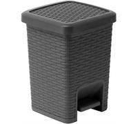 Addis Rattan Effect Pedal Bin, 6L - Charcoal 20 X 22.5 X 29 CM