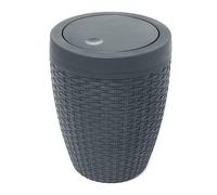 ADDIS RATTAN EFFECT ROUND SWING BIN, 5L - CHARCOAL