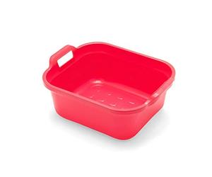 Addis Rectangular Washing Up Bowl with Handles, Plastic, pomegranate Red, 39 x 32 x 14 cm