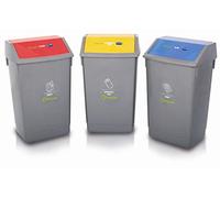 ADDIS Recycling Bin Kit Bases No Lids, Plastic, Multi-Colour, 60 Litre, Pack of 3