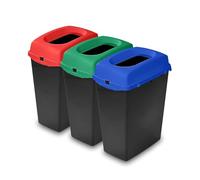Addis Recycling Bins Kitchen Set of 3 (40L) - Red Green Blue | Stackable Modular Recycling System | Colour Coded Waste Separation Bins | UK Made