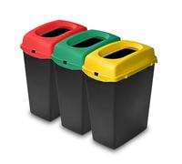 Addis Recycling Bins Kitchen Set of 3 (40L) - Red Green Yellow | Stackable Modular Recycling System | Colour Coded Waste Separation Bins | UK Made