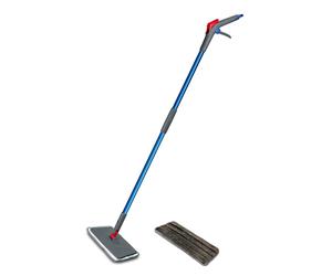 Addis Spray Mop Go Duo Microfibre Flat Floor Mop with Integral Water Tank Handle and Extra Replacement Pad MOB, Blue
