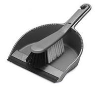 Addis Housewares Dustpan and Stiff Brush Set, Metallic Silver