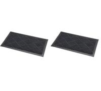 Addis Thirsk Door Mat Highly Absorbent 100% Polypropylene Parquet Design Pile-70 x 40 cm-Black, 70_x_40_cm, 517496 (Pack of 2)