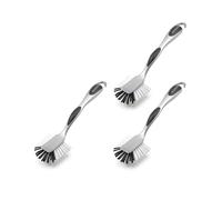Addis Ultra Grip Jumbo Dish Brush - Extra-Large Head for Fast Everyday Washing Up - Non-Scratch Bristles - Silver - 3 Pack