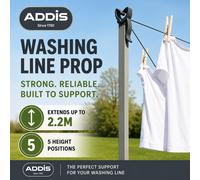Addis Washing Line Prop 22m - Heavy Duty Clothes Line Support Pole with 5 H