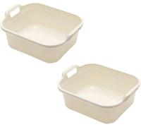 Addis Washing Up Bowl, Easy Lifting and Carrying, Smooth Rounded Edges, Space-Saving, Soaking Dishes, Washing Vegetables, Cleaning Tools, Long-Lasting, Easy-to-Clean, 2 Pack, (Beige)
