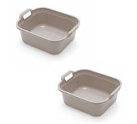 Addis Washing Up Bowl, Easy Lifting and Carrying, Smooth Rounded Edges, Space-Saving, Soaking Dishes, Washing Vegetables, Cleaning Tools, Long-Lasting, Easy-to-Clean, 2 Pack, (Mushroom.)