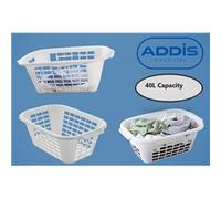 Addis Rectangular Laundry Basket in White, 40L