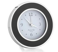 Addison Ross Battery Alarm Clock - Silent Sweep - Compact & Stylish - Alarm Clock Bedside - Velvet-Backed Design/Home & Office Decor - Black & Silver