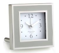 Addison Ross Battery Alarm Clock - Silent Sweep - Compact & Stylish - Alarm Clock Bedside - Velvet-Backed Design/Home & Office Decor - Chiffon & Silver
