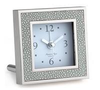 Addison Ross Battery Alarm Clock - Silent Sweep - Compact & Stylish - Alarm Clock Bedside - Velvet-Backed Design/Home & Office Decor - Grey Shagreen