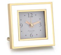 Addison Ross Battery Alarm Clock - Silent Sweep - Compact & Stylish - Alarm Clock Bedside - Velvet-Backed Design/Home & Office Decor - White & Gold