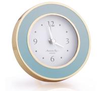 Addison Ross Battery Alarm Clock - Silent Sweep - Compact & Stylish - Alarm Clock Bedside - Velvet-Backed Design/Home & Office Decor - Powder Blue & Gold