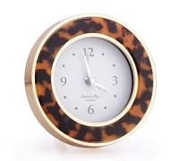 Addison Ross Battery Alarm Clock - Silent Sweep - Compact & Stylish - Alarm Clock Bedside - Velvet-Backed Design/Home & Office Decor - Faux Tortoise & Gold