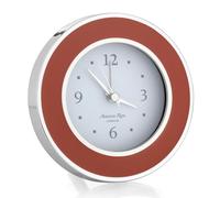 Addison Ross Battery Alarm Clock - Silent Sweep - Compact & Stylish - Alarm Clock Bedside - Velvet-Backed Design/Home & Office Decor - Orange & Silver