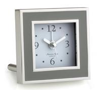 Addison Ross Battery Alarm Clock - Silent Sweep - Compact & Stylish - Alarm Clock Bedside - Velvet-Backed Design/Home & Office Decor - Taupe Enamel