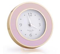 Addison Ross Battery Alarm Clock - Silent Sweep - Compact & Stylish - Alarm Clock Bedside - Velvet-Backed Design/Home & Office Decor - Pastel Pink & Gold