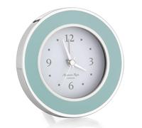 Addison Ross Battery Alarm Clock - Silent Sweep - Compact & Stylish - Alarm Clock Bedside - Velvet-Backed Design/Home & Office Decor - Powder Blue & Silver