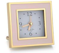 Addison Ross Battery Alarm Clock - Silent Sweep - Compact & Stylish - Alarm Clock Bedside - Velvet-Backed Design/Home & Office Decor - Pale Pink & Gold